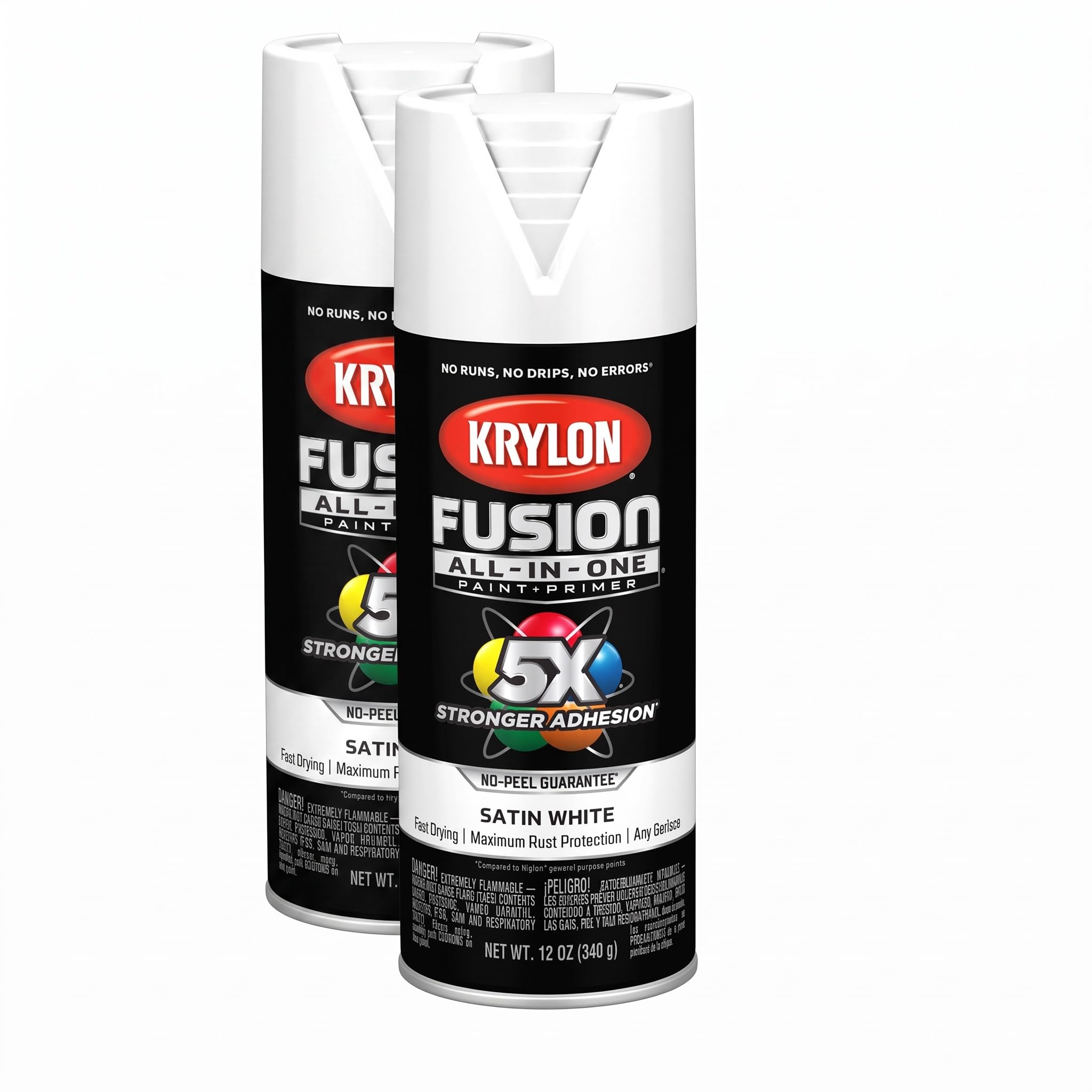 Krylon K02753007 Fusion All-In-One Spray Paint for Indoor/Outdoor Use, Satin White, 12 Ounce (Pack of 2)