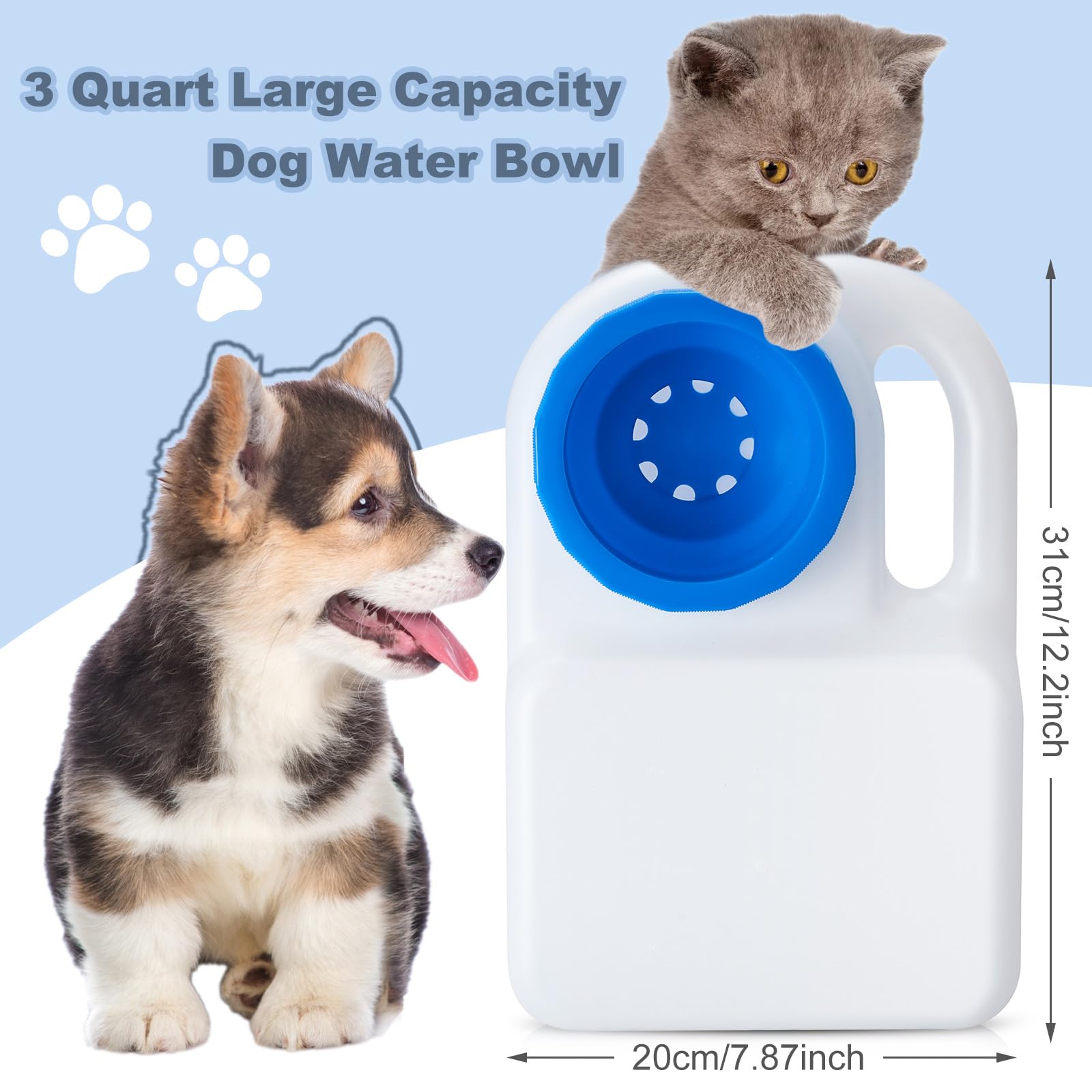 Ziliny 1 Pcs 3 Quart Dog Travel Water Bowl Portable Pet No Spill Water Bowl for Pet Dispenser for Small Large Dogs Cats Camping Hiking