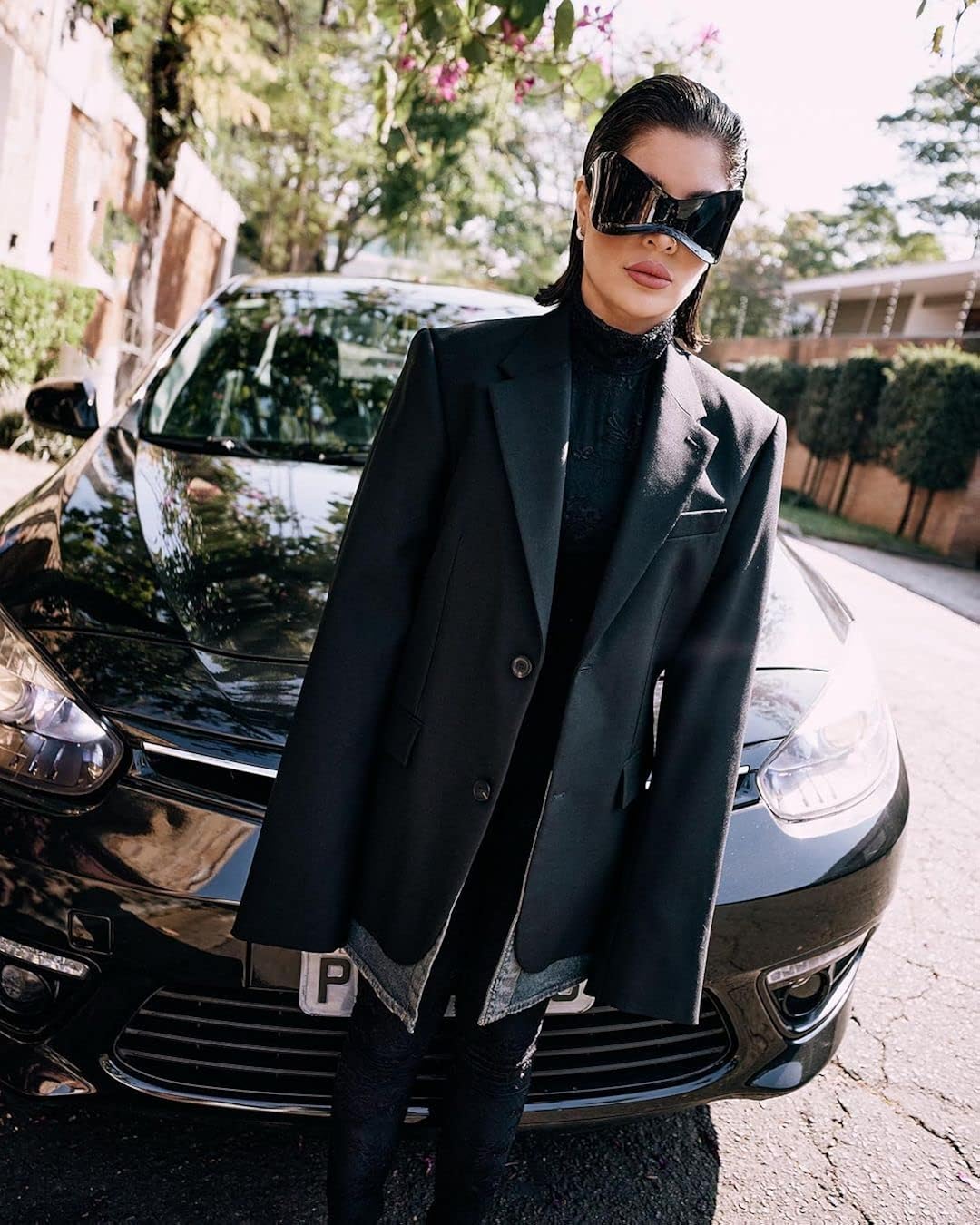 Miniatura 3 de SENMARIES Gafas de sol futuristas para hombres y mujeres, de gran tamaño, protección envolvente, moda, elegante, gafas de sol