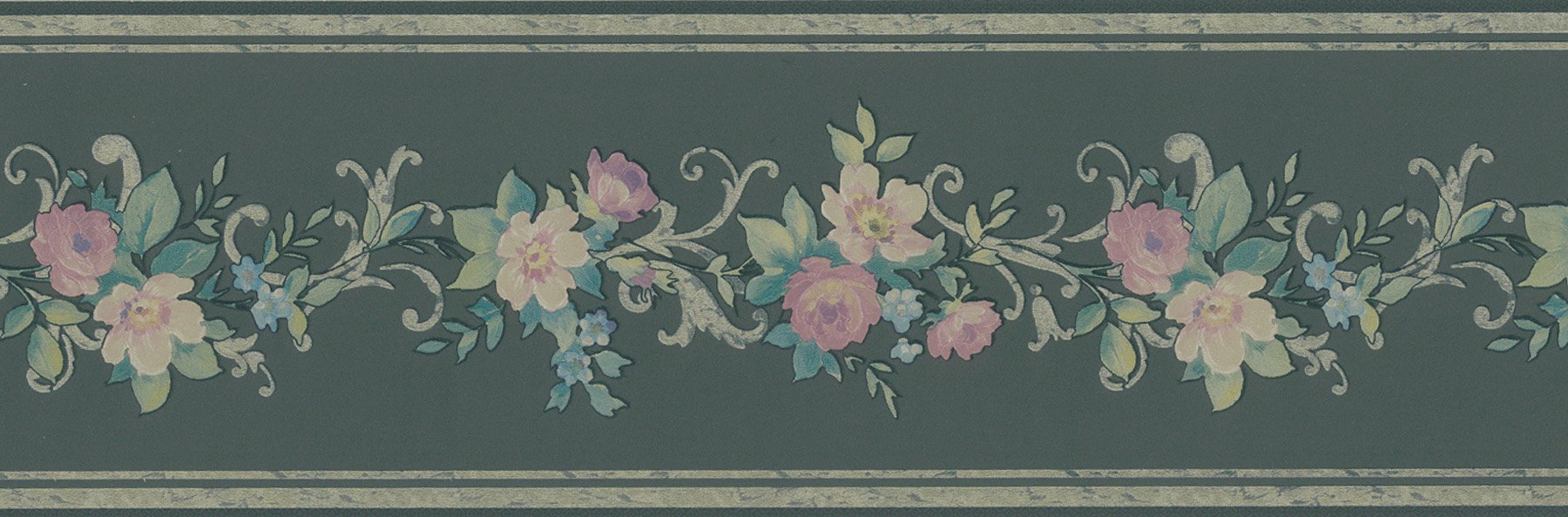 Frise murale bordeaux Floral Trail Brewster pour une ambiance salon vintage