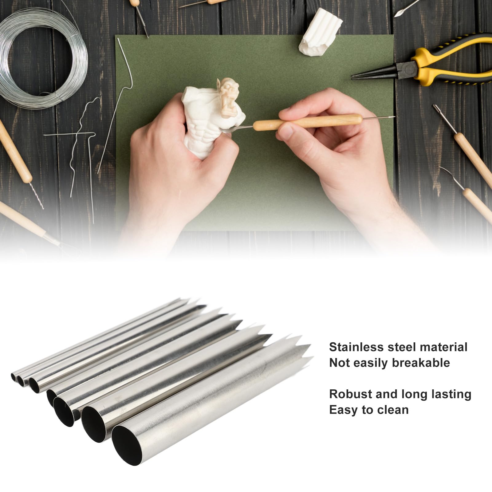 ARTIBETTER 2 Sets Klei Gatensnijder Voor Keramiek Keramische Ronde Snijder Roestvrijstalen Kleicirkel Snijder Perforator Klei Circulaire Boren Aardewerk Klei Tool Roestvrij Staal 5 Stuks * 2