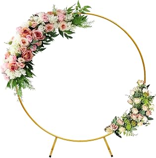 6.6ft Round Backdrop Stand,Circle Backdrop Stand,Stable Circle Balloon Arch Frame Kit for Wedding Birthday Party Background Decoration (Golden)