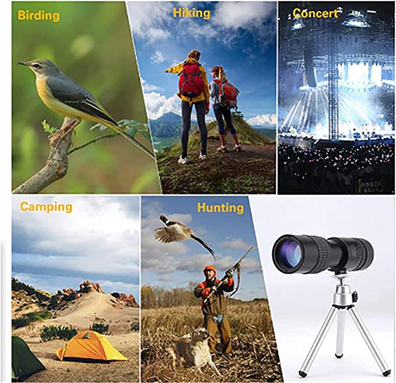 Telescopes for Kids Beginners 4K 10-300X40mm Super Telephoto Zoom Monocular Telescope with Tripod Smartphone Holder for Beach Travel Bird Watching Camping Hiking