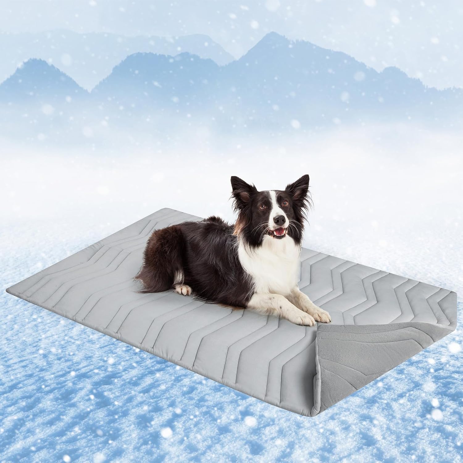 SCENEREAL Dog Cooling Mat, Reversible Self-Cooling Dog Pad (Cool & Warm), 48"x28" Thicken Ice Cool Mat for Crate Kennel Sofa Indoor Outdoor No Toxic Gel, Machine Washable