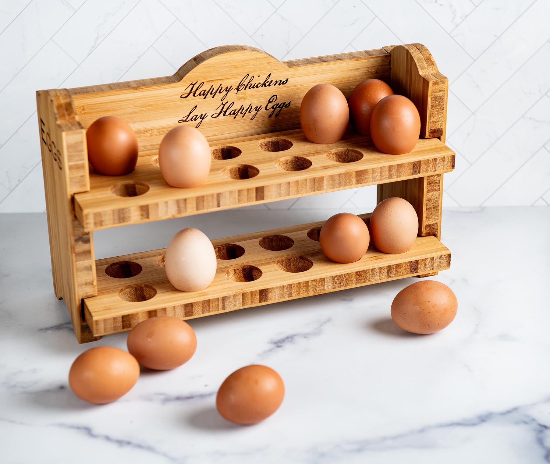Personalized Egg Bed Tray - Stackable Shelf Display Holder for Kitchen - Farm Fresh Storage - Decor Stand (Egg Shelf - 24 Eggs)