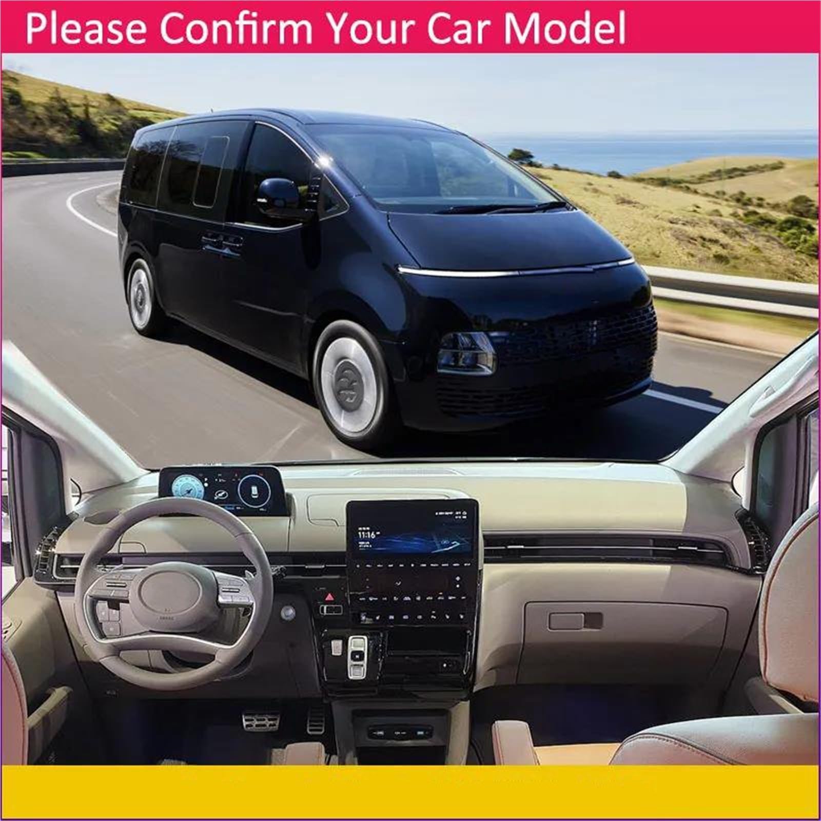 Almohadilla Cubierta Tablero Instrumentos Revestimiento Coche Antideslizante Parasol Para Hyundai Para Staria US4 2022-2025(Style 5,LHD)