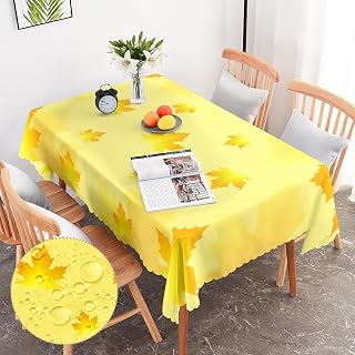 G-dake Yellow Table Cloth Rectangular Wipe Clean Tablecloth Maple leaf Washable Waterproof Polyester Tablecloths Decorations for Garden Kitchen Parties Outdoor 110x140cm (45"x55")