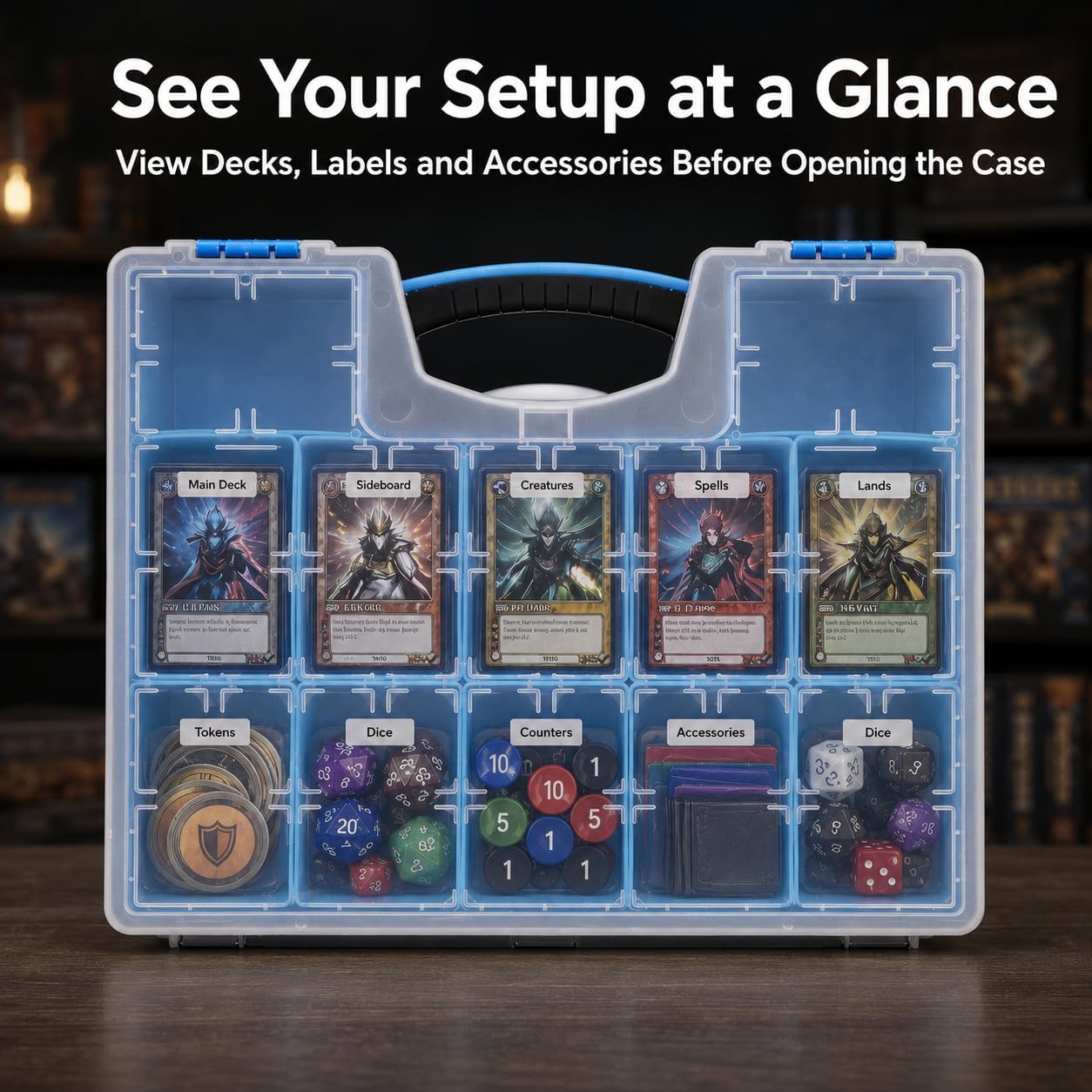 12 in 1 MTG Deck Storage Box with Handle, TCG Case with 12 Removable Bins image 5