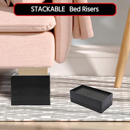 Miniatura 5 de Elevadores de cama de 2, 3.8 o 5.5 pulgadas, paquete de 12 unidades rectangulares de gran tamaño para patas de 7 pulgadas, resistentes bloques de
