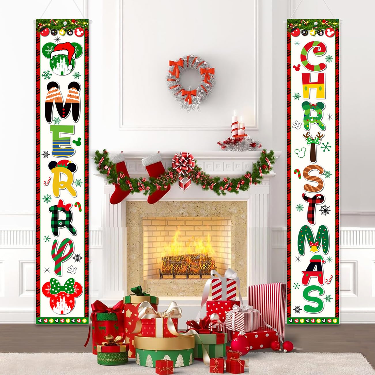 Festive Gnome & Candy Christmas Door Banner Set - Black Welcome Sign For Indoor & Outdoor Holiday Decor