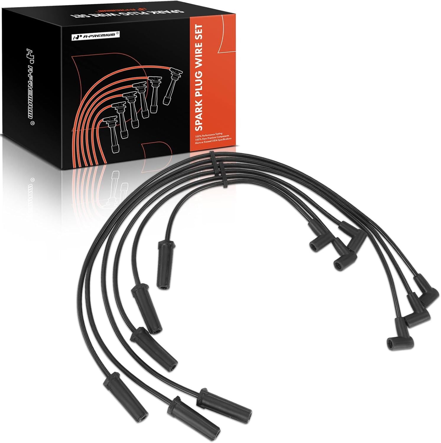 A-Premium Ignition Spark Plug Wires Set of 6 Compatible with Buick Lucerne 2006, LeSabre 1999-2005, Park Avenue 1998-2005 & Oldsmobile 88 LSS 1999 & Pontiac Bonneville 1999-2005, 3.8L, 7 mm