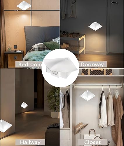 Miniatura 5 de Juego de dos apliques de pared, lámparas de pared magnéticas inalámbricas, con sensores de movimiento, aplique de pared a pilas para luz nocturna