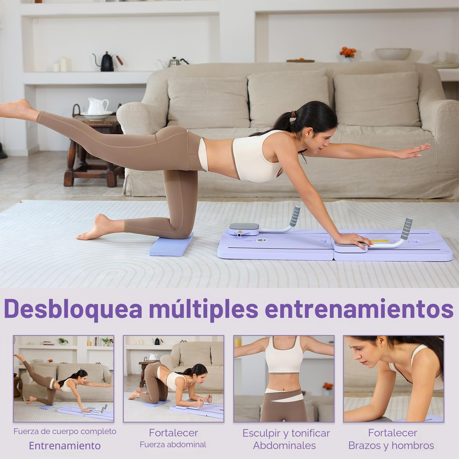 GDSHGS Máquina reformadora de pilates mejorada para el hogar, tabla abdominal multifuncional, rebote automático, rueda de abdominales, equipo de entrenamiento de cuerpo completo