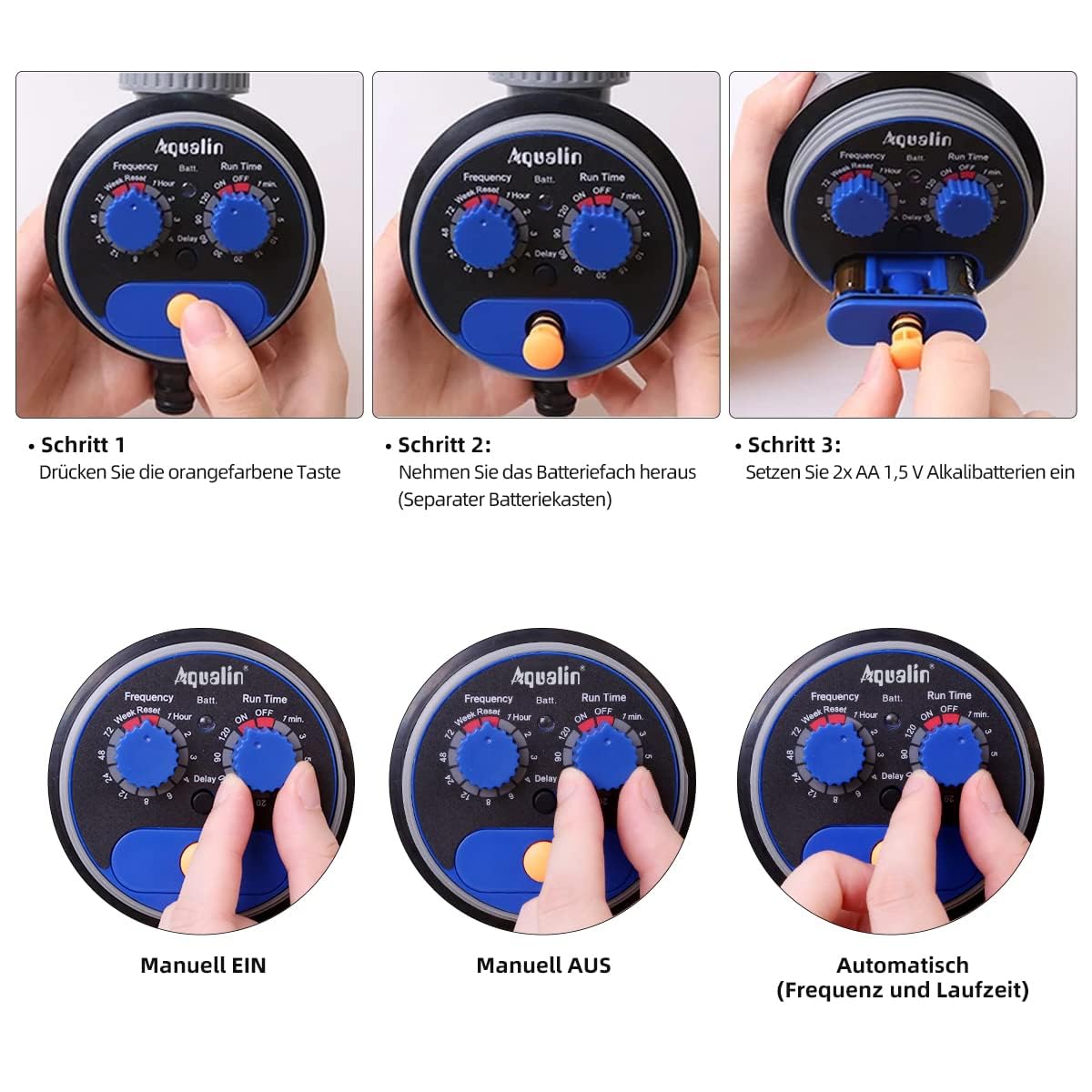Aqualin Orologio per irrigazione da Giardino con Rubinetto a Sfera, Computer di irrigazione, Versione aggiornata …