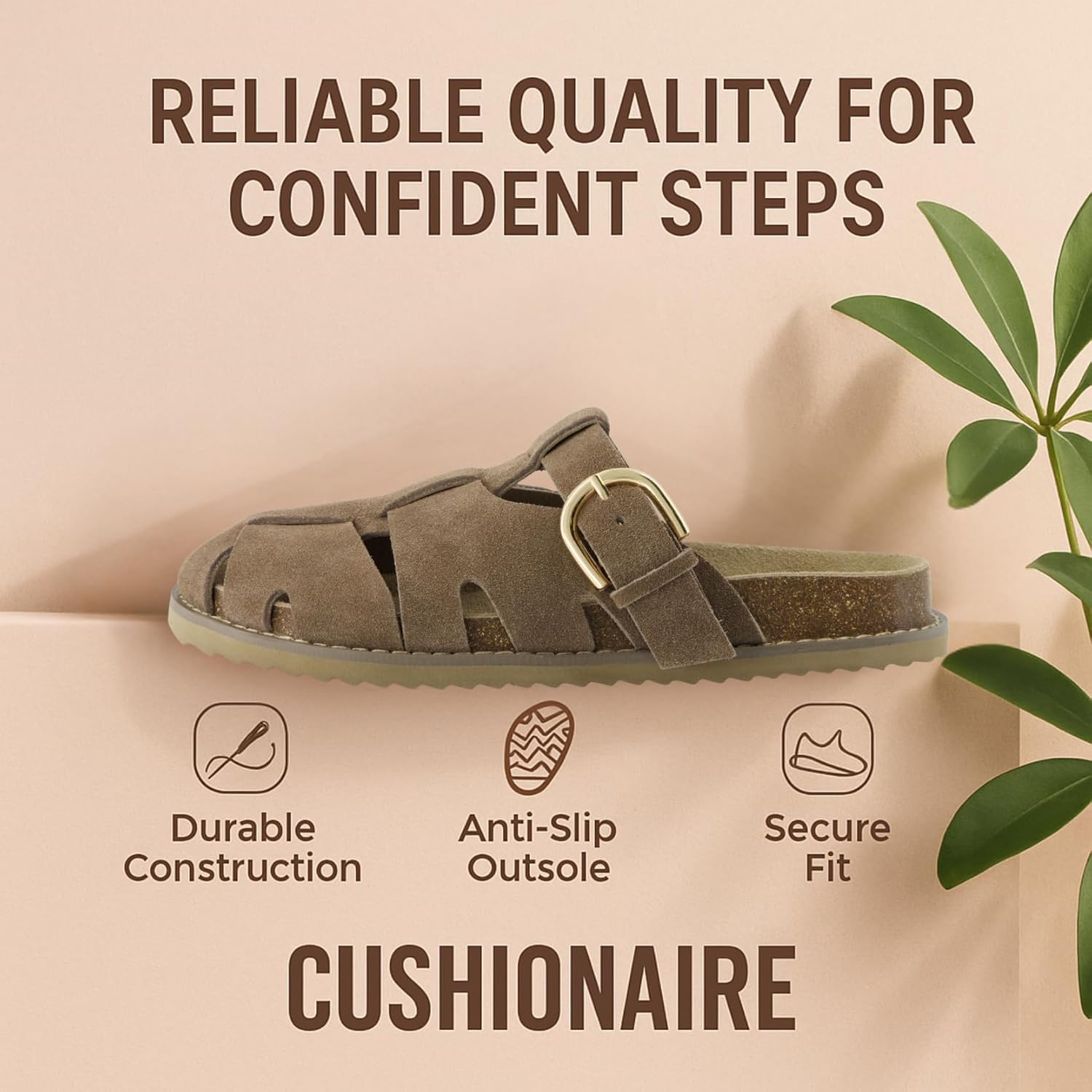 CUSHIONAIRE Benson Fisherman Sandals for Women – Suede Slip On Closed Toe Womens Clogs with Memory Foam Cork Footbed and Arch Support - Image 5