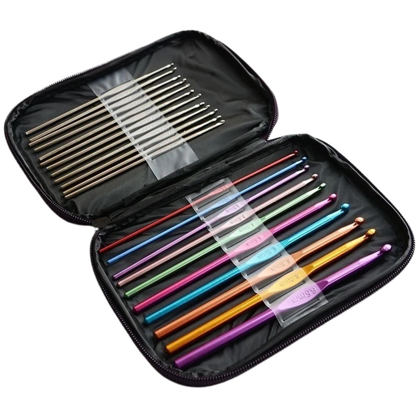 L6NqIAG Crochet Kit 22pcs/Set DIY Craft Yarn Sewing Needle with Case Ergonomic Aluminum Crochet Hooks Multicolor Mixed 2-8mm Knitting Needles