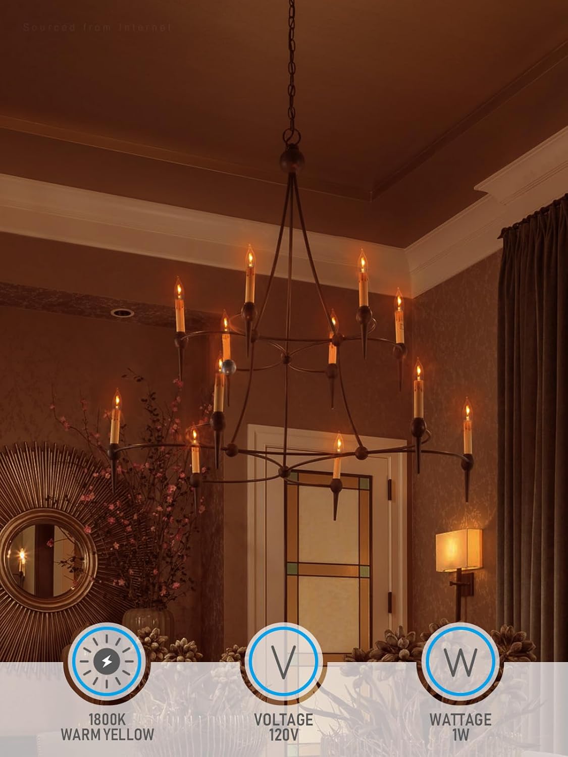 TORCHSTAR Flickering Candle Light Bulbs E12, LED Flame Bulb, 2 Modes Fire Flame Bulb, CA11 Candle Light Bulbs for Chandelier, UL & FCC Listed, 1800K Warm Yellow, Pack of 6