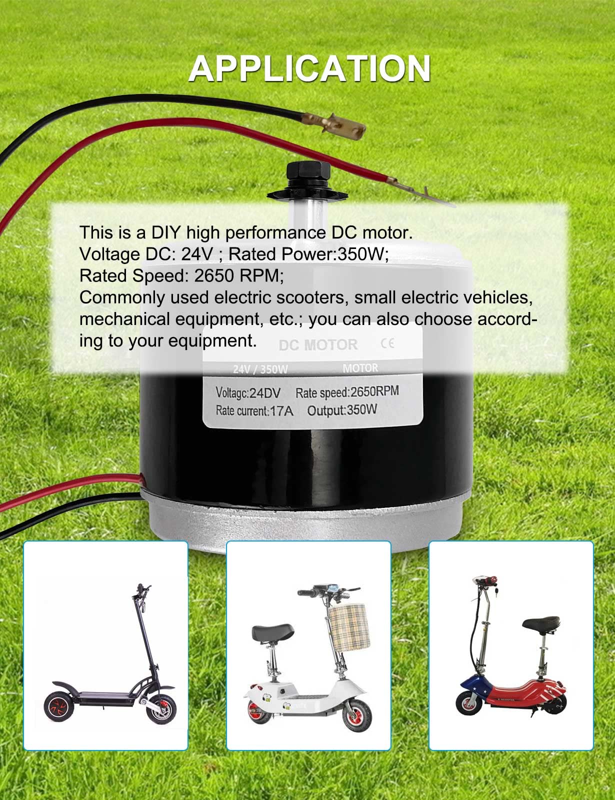 AeKeatDa 24V Permanent Magnet Electric Motor Generator 350W Small Brushed Permanent Magnet