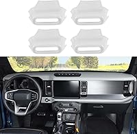 Vista 14 de Jimen Compatible con Ford Bronco 2021-2023, 4 piezas de cubierta de botón de ajuste de ventilación de aire de consola central (fibra de carbono)