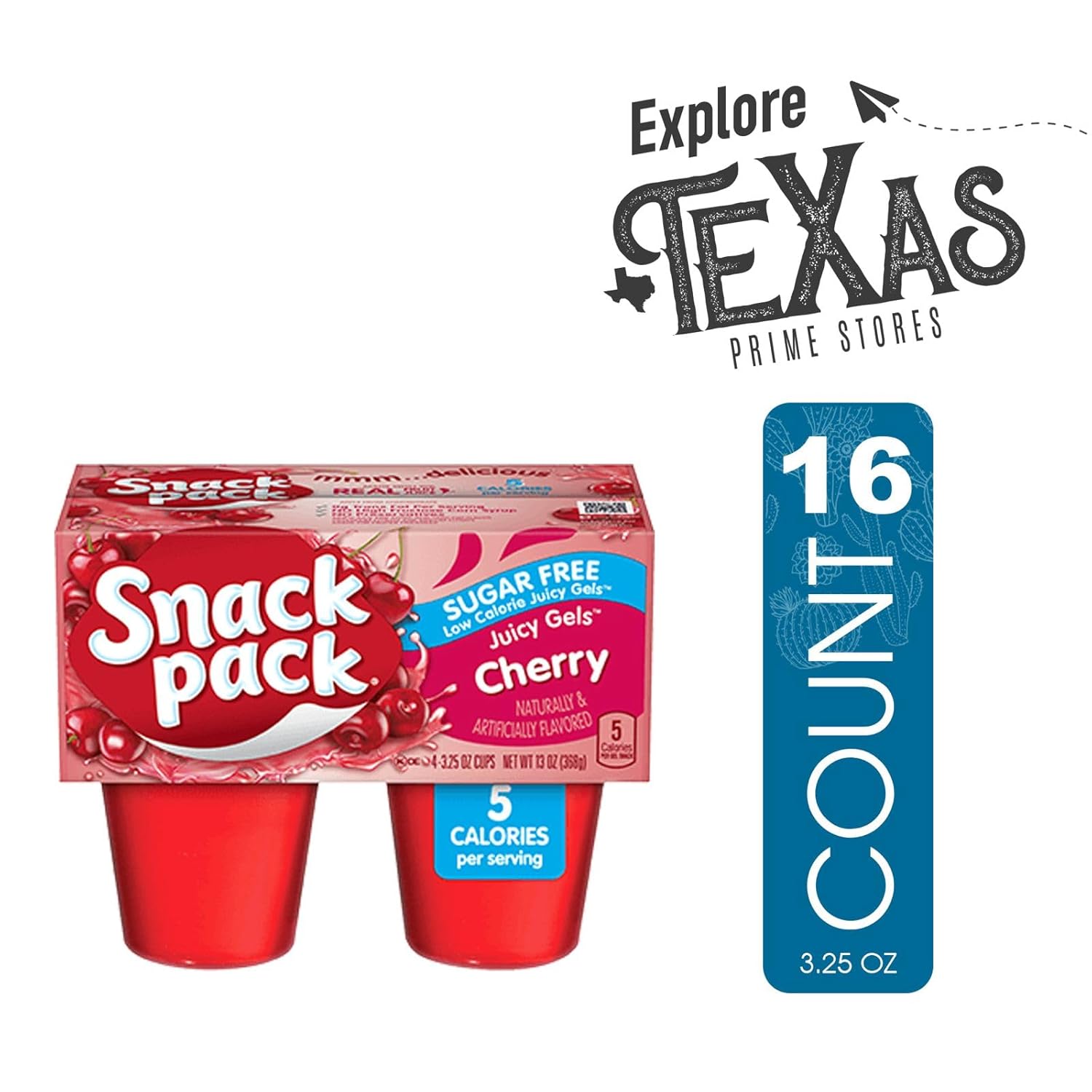 Snack Pack - Lavinia Essentials Bundle: 16-Cups of Sugar-Free Cherry Flavored Juicy Gels, Gluten-free, On-The-Go 3.25 Plastic Cup + 1 Utility Prop.