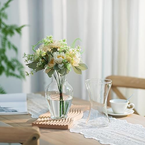 Miniatura 2 de Glasseam Jarrones de cristal para decoración, bonito juego de 2 jarrones de flores hechos a mano, grandes jarrones decorativos para flores, jarrones