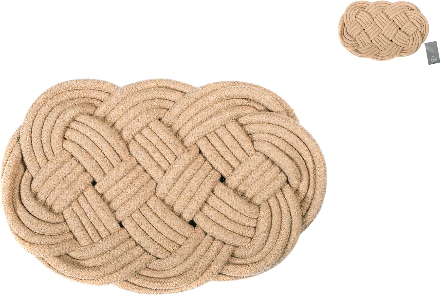 H&h Beige Cotton Trivet 27 x 17 cm