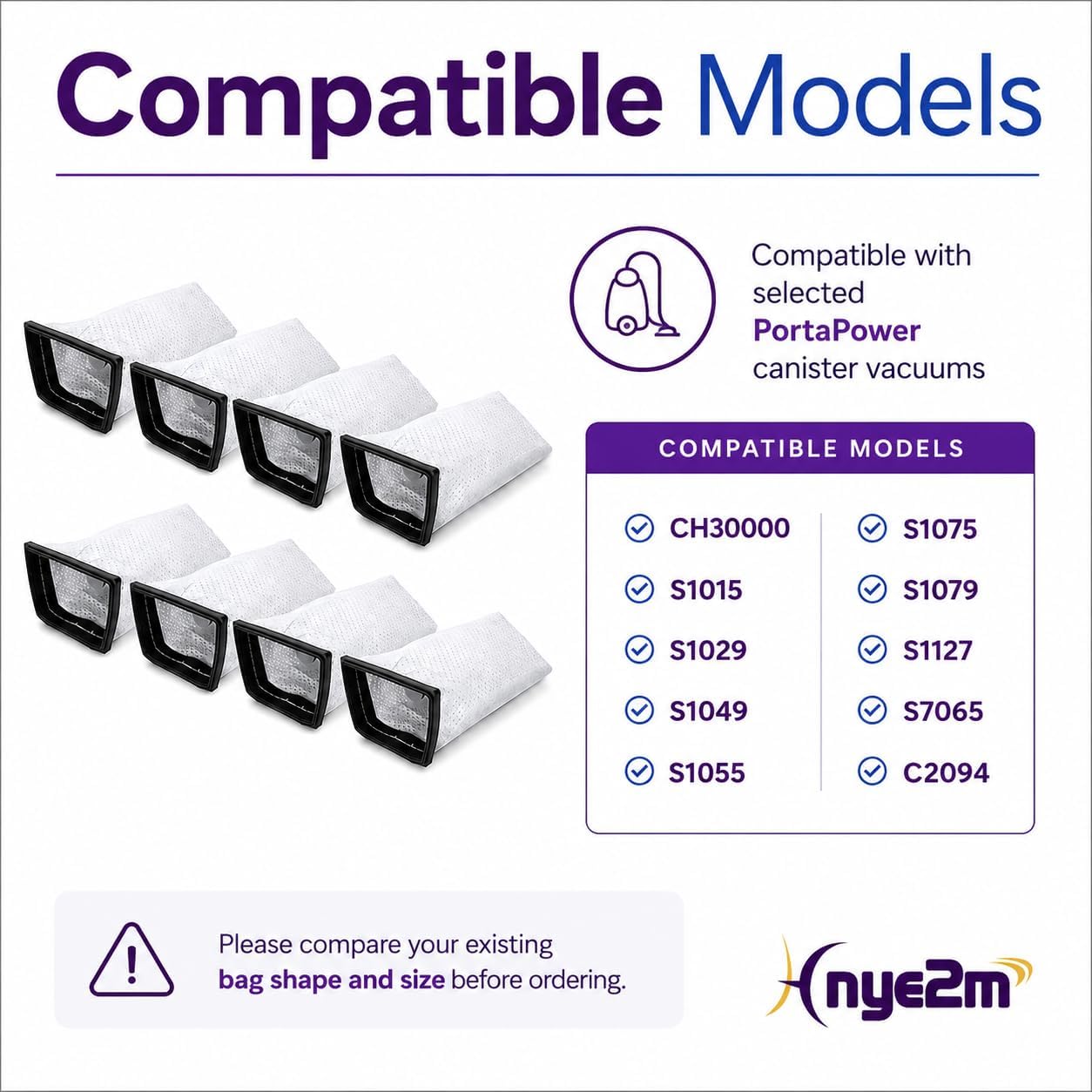 8 Pack Vacuum Bags Compatible with Hoover PortaPower CH30000, S1015, S1029 Canister Vacuums, 3-Layer Replacement Dust Filter Bags image 3