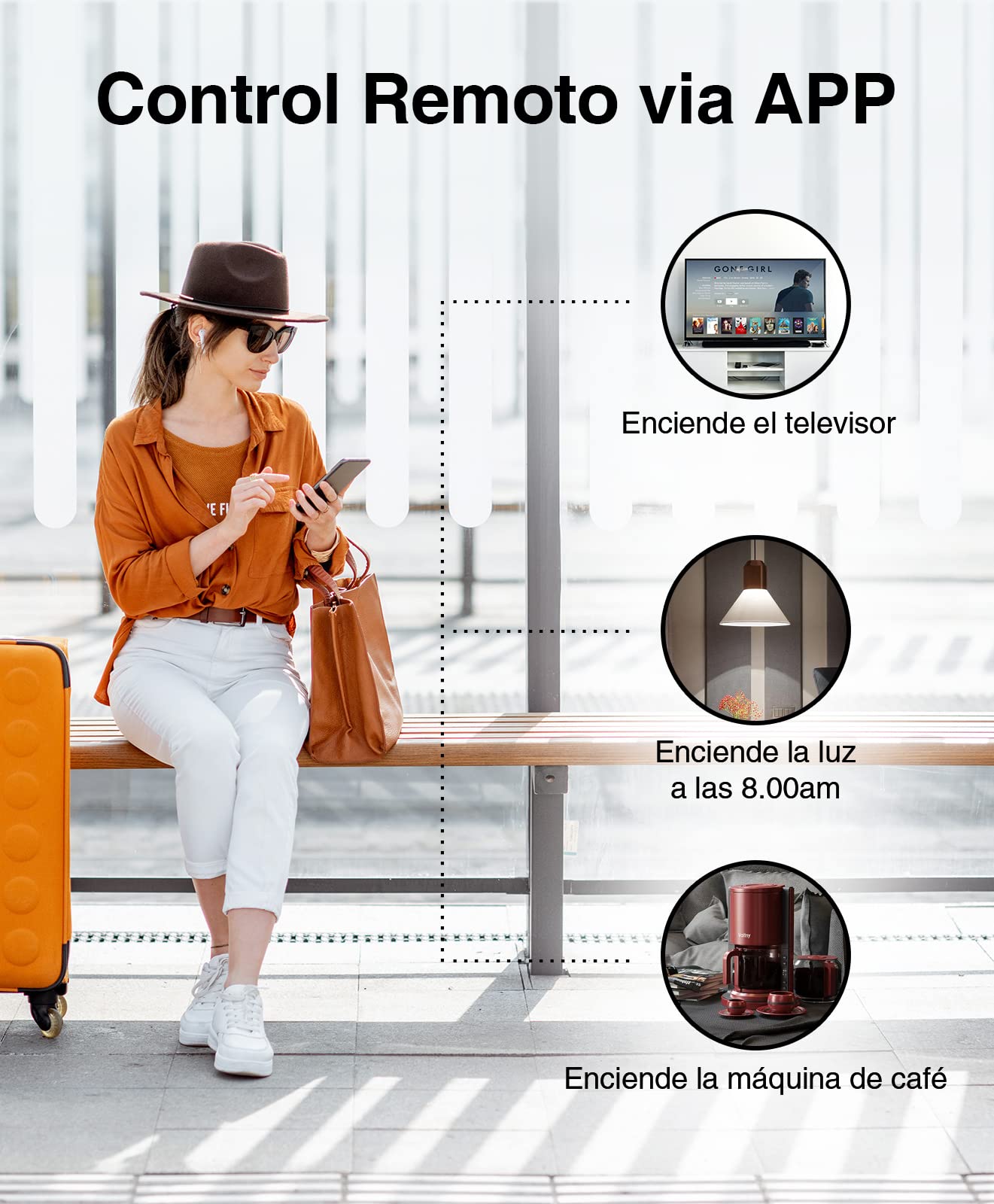 GHome Smart Presa intelligente, Smart Alexa Plug compatibile con Alexa Google Home, controllo remoto tramite app, misura il consumo di energia, timer di controllo vocale, solo in Wi-Fi da 2,4 GHz, 4