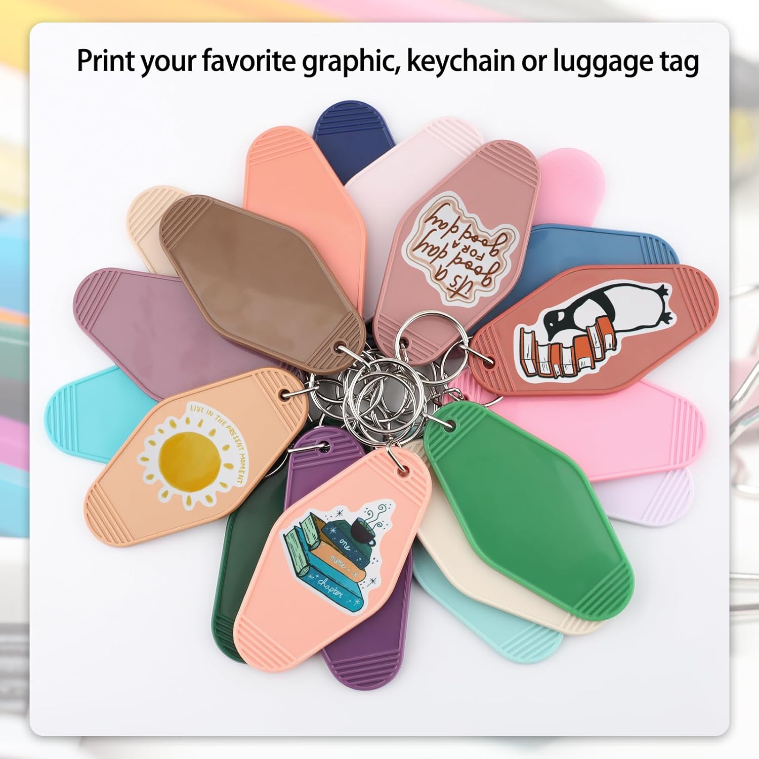 40PCS Hotel Keychain Blank with Key Rings, 20 Colors Morandi Plastic Rhombus Vintage Motel Keychains Blank for DIY Sublimation Luggage Tag Label Craft Gifts Decorations - Image 7