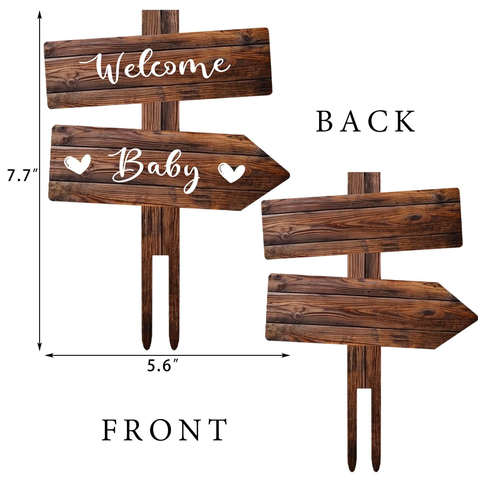 Rustic Welcome Baby Cake Topper in Wood Boy and Girl Announcement Neutral Wooden Cake Decoration for Baby Shower Gender Reveal Party Decorations - Image 3