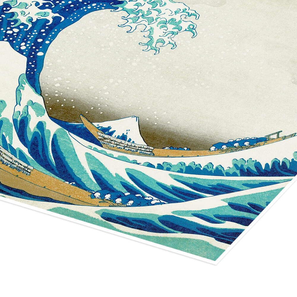 Posterlounge La grande onda di Kanagawa IV Poster | 130 x 90 cm di Katsushika Hokusai Blu Quadri Decorazione per pareti
