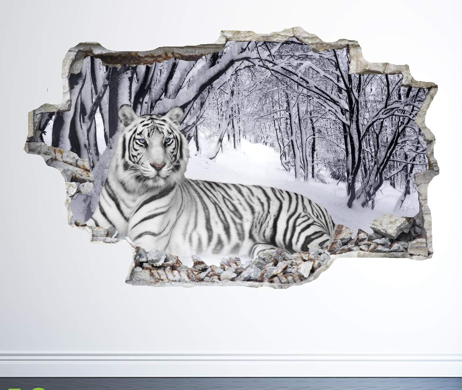 1Stop Graphics Shop WHITE TIGER WALL STICKER 3D LOOK - BEDROOM LOUNGE ...