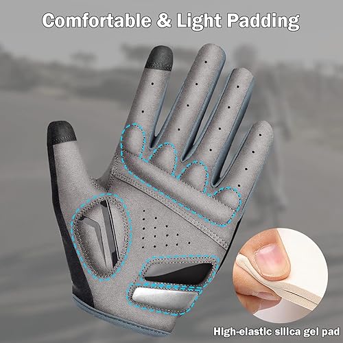 Miniatura 3 de NICEWIN Cycling Bike Gloves Men Women, Padded Anti-Slip Mountain Bike Gloves, Touch Screen Full Finger Road Bicycle Biking Gloves