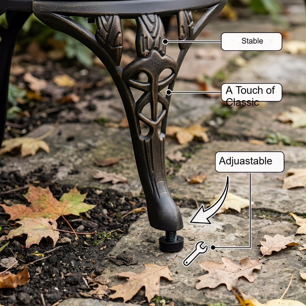 Outdoor Garden Bench, Cast Aluminum Patio Loveseat with Leveling Feet, Heavy-Duty All-Weather Seating with Burr-Free Rounded Corners for Yard Lawn Porch Deck,Bronze