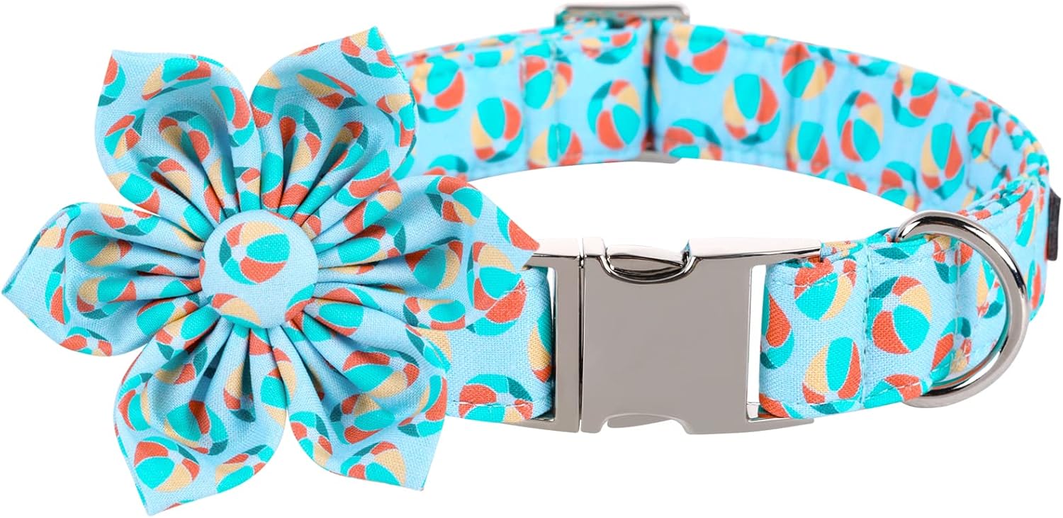 Paws Dog Collar with Flower Cute Cotton