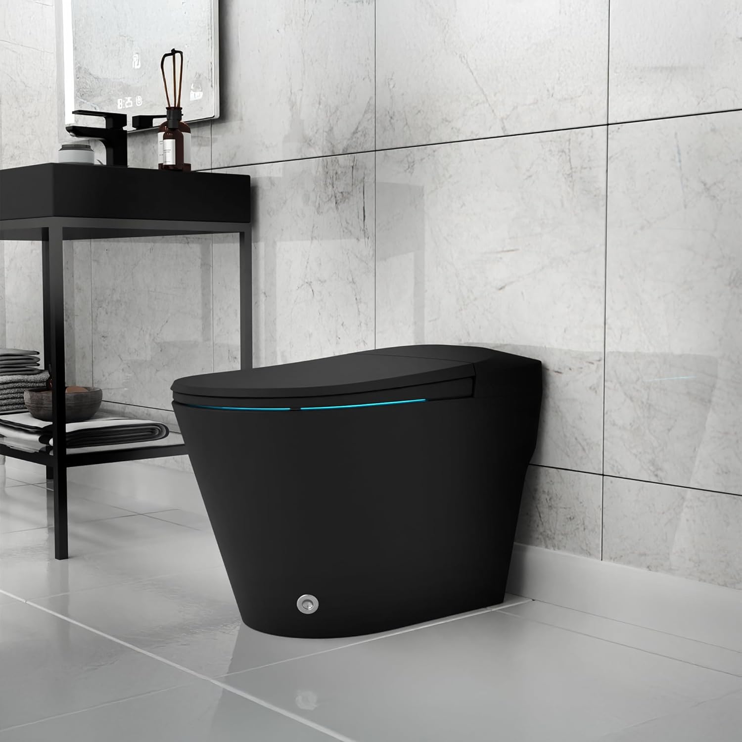 ANZZI ENVO Echo Elongated Smart Toilet Bidet in Matte Black with Auto Open, Auto Close, Auto Flush, Heated Seat, Voice Commands, and Wifi Controls | TL-STFF950WIFI-MB