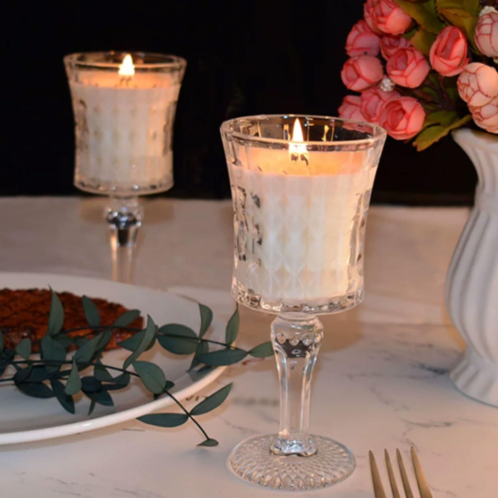 Exquisito Velas de vidrio hechas con ghee vegetal natural y mecha de algodón, vela sin perfume for relajación y spa en casa meloso