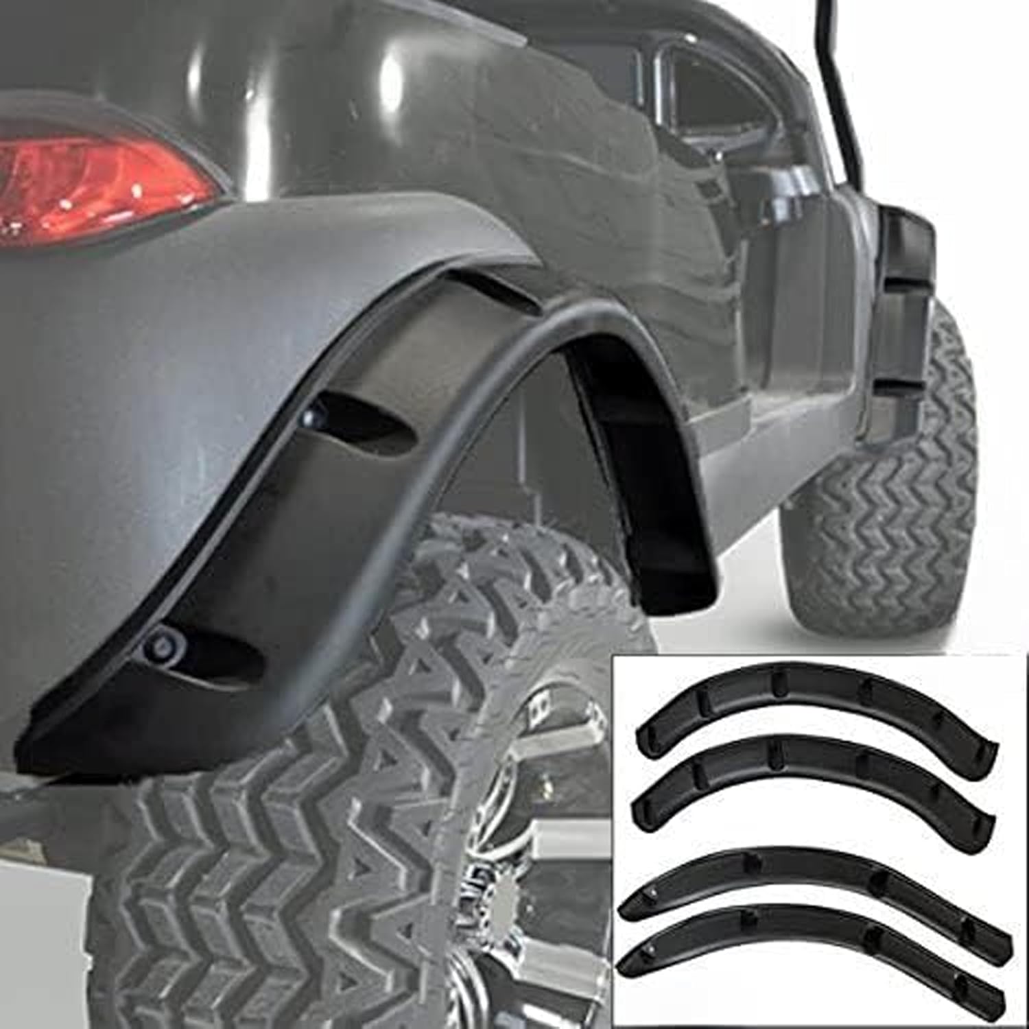 Huskey 4PCS Club Car Precedent Golf Cart Fender Flares with Self-Tapping Screws for 2004-Up G&E Models,Constructed of Impact-Resistant ABS plastic for Lifted Golf Cart with Offroad Tires