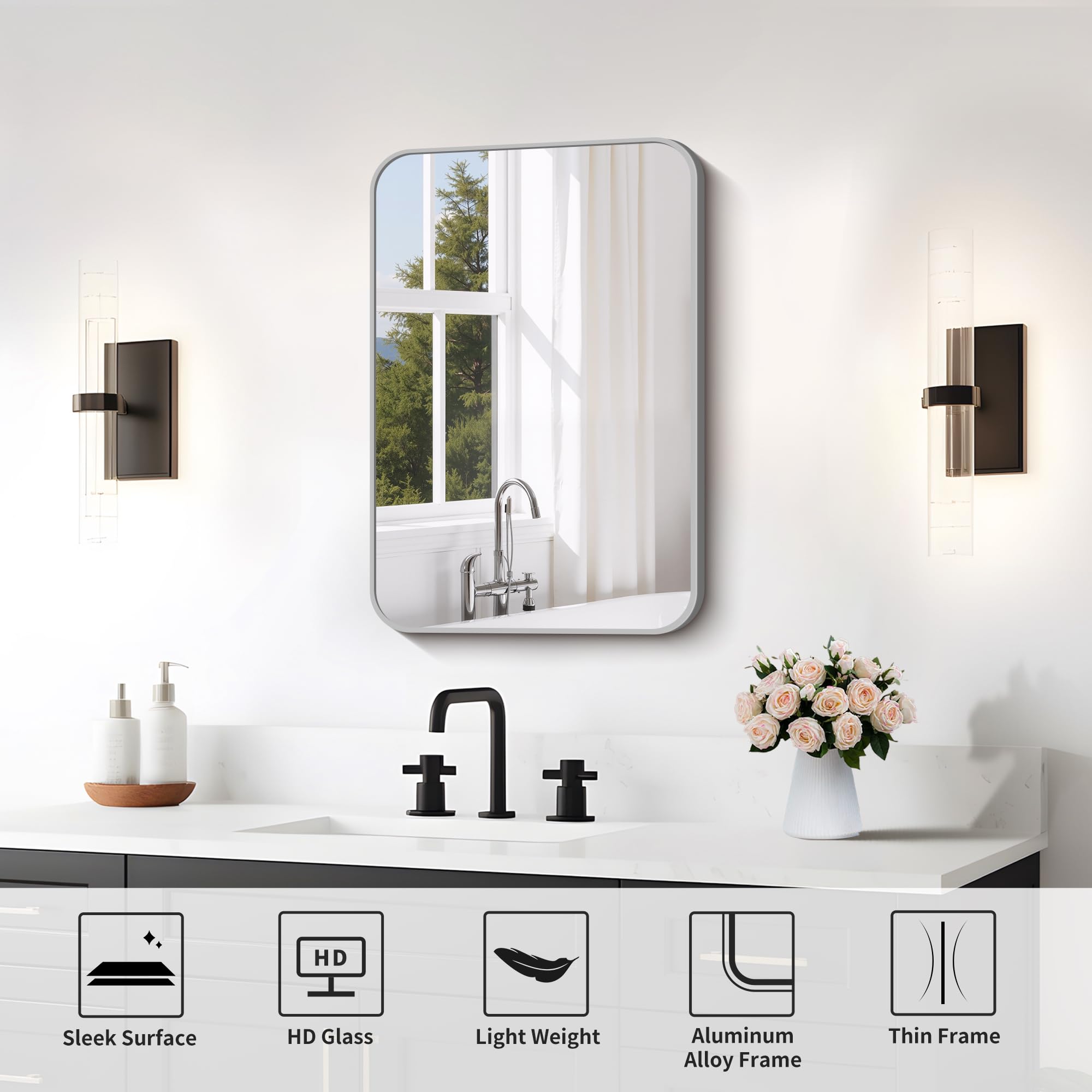 Amazon.com: FORBATH Bathroom Mirror for Over Sink 16x24 Inch