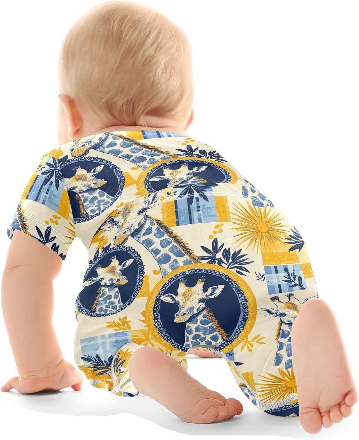 vvfelixl Baby Clothes Cute Giraffe Portrait Baby Bodysuits Set Unisex Short Sleeve Babys Pants Sets 0-3M