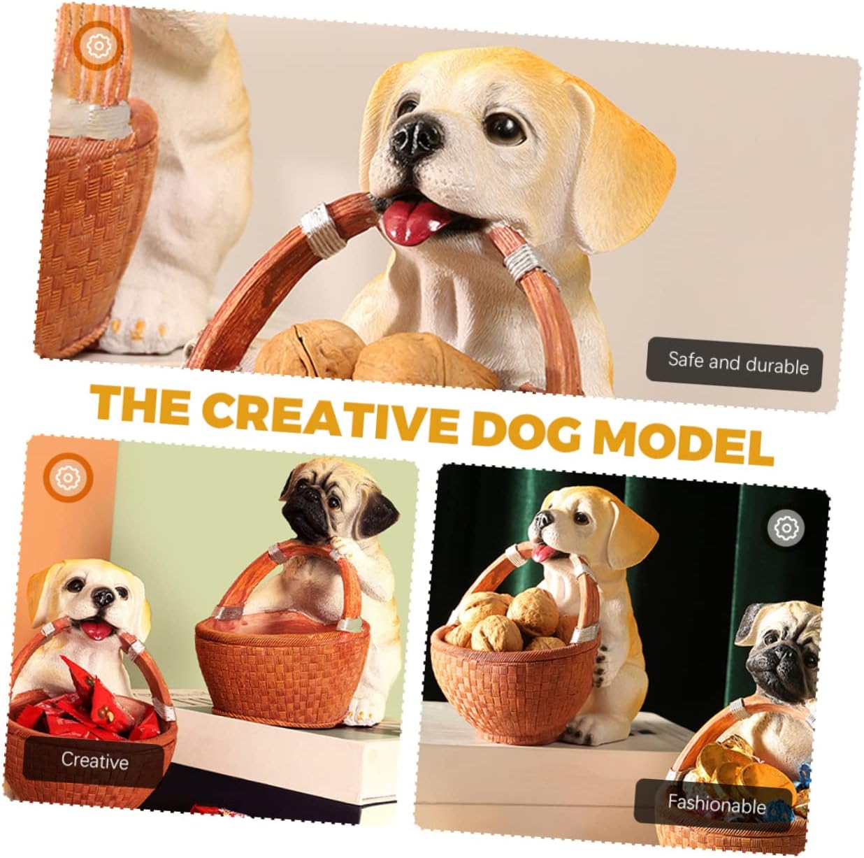 Dog Shaped Resin Storage Basket Candy Holder Dog Porch Key Bowl for Home Decor and Organizati