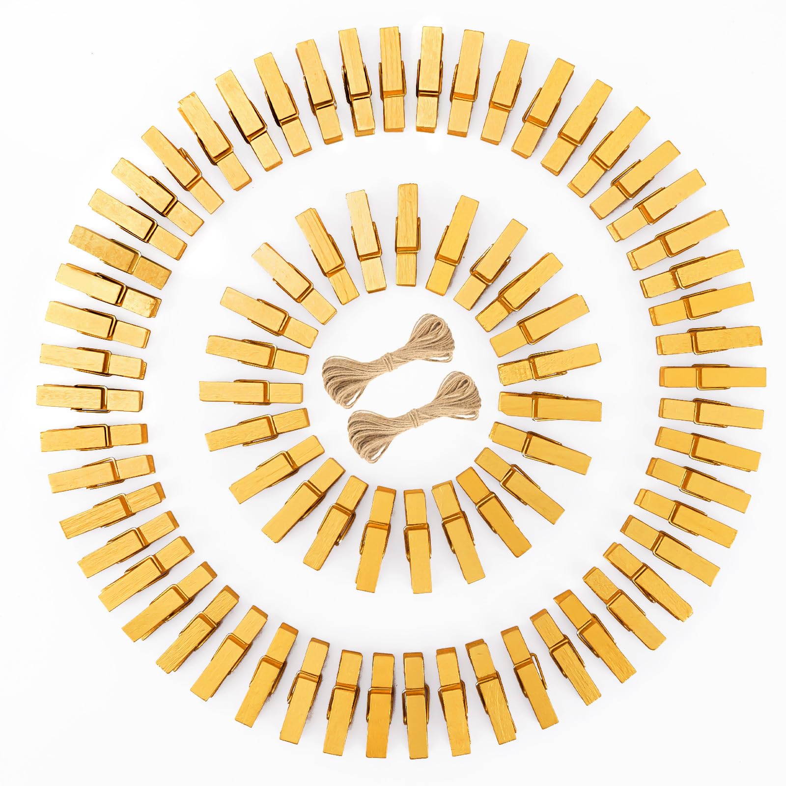 jijAcraft 3.5cm Gold Wooden Pegs: 100Pcs Mini Photos Pegs for DIY Craft, Small Clothes Peg for Hanging Photos Cards, Photo Display Clips for Christmas, Wedding, Birthday, Party Decoration — image 1