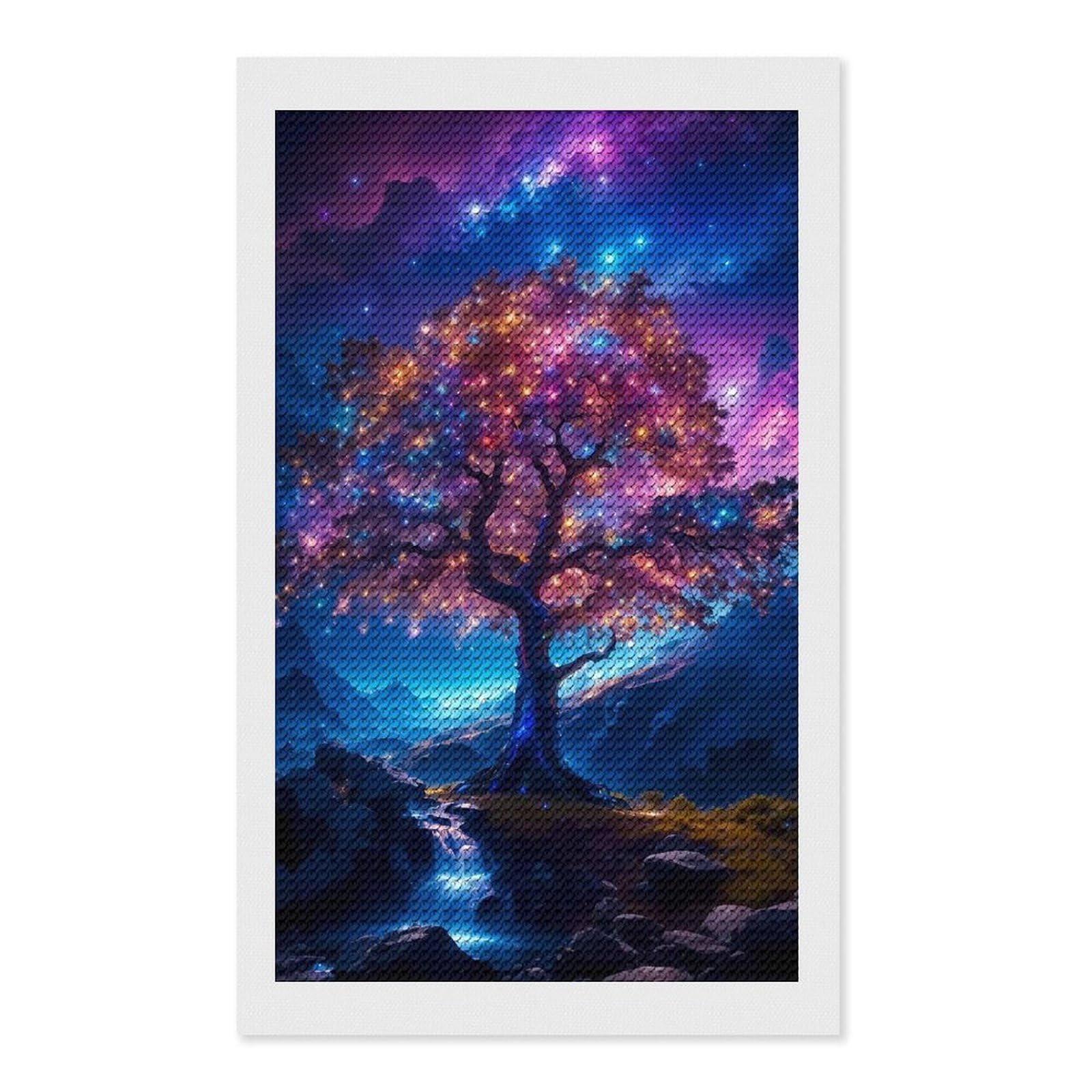 Junmoney Christmas Tree Full Drill Diamond Painting Kit 12"x20", for Teens, Calming Craft to Unwind, Home Wall Decor, Christmas Gift