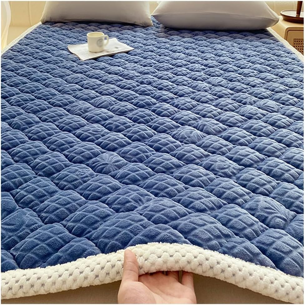Mattress Pad Quilted Fitted Mattress Protector,Fluffy Soft Bedspread Coverlet,Breathable Mattresss Topper,Thickened Futon Warmth Sleeping Pad for Dormitory,Twin/Single Bed,Beige,135 * 200cm/53x79in
