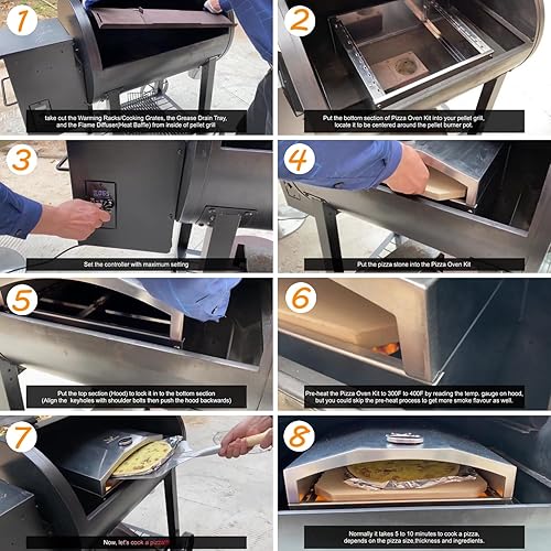 Miniatura 7 de Horno de pizza de leña al aire libre con piedra de pizza, horno de pizza exterior para TraegerPit BossCamp Chef Wood Pellet Smoker Grill Accesorio
