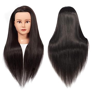 Mannequin Head 26-28" Synthetic Fiber Hair for Hairdresser Black