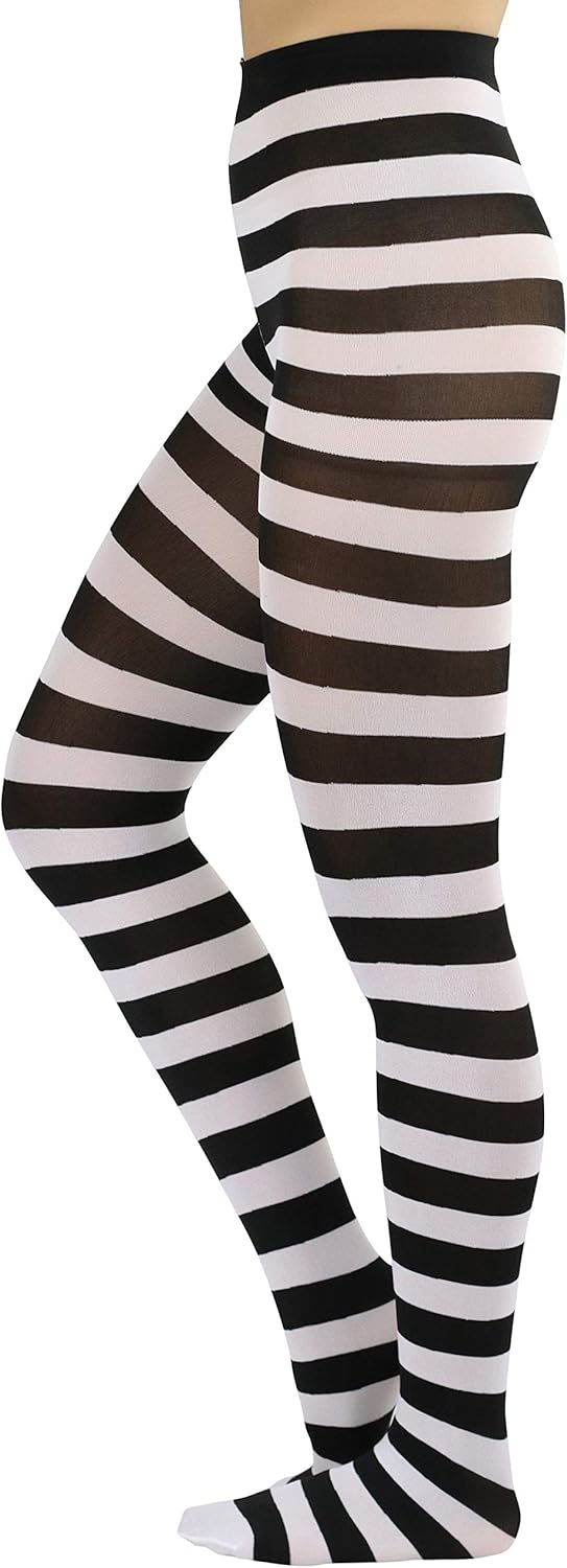 ToBeInStyle Women's Wide Horizontal Striped Opaque Tights - Image 3