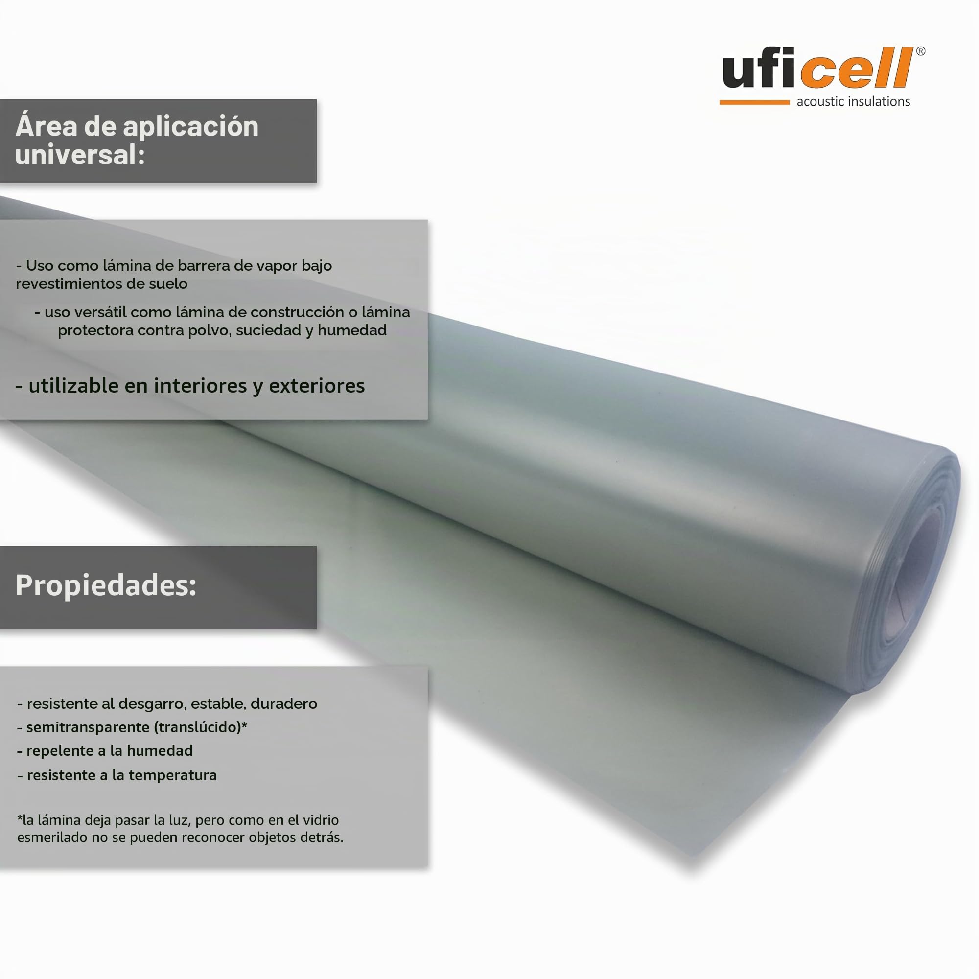 uficell Aqua-Stopp - Lámina de construcción para pavimento, lámina de polietileno, barrera de vapor, 0,2 mm de grosor, bajo suelos laminados/parqué con mayor humedad residual o uso de agua caliente