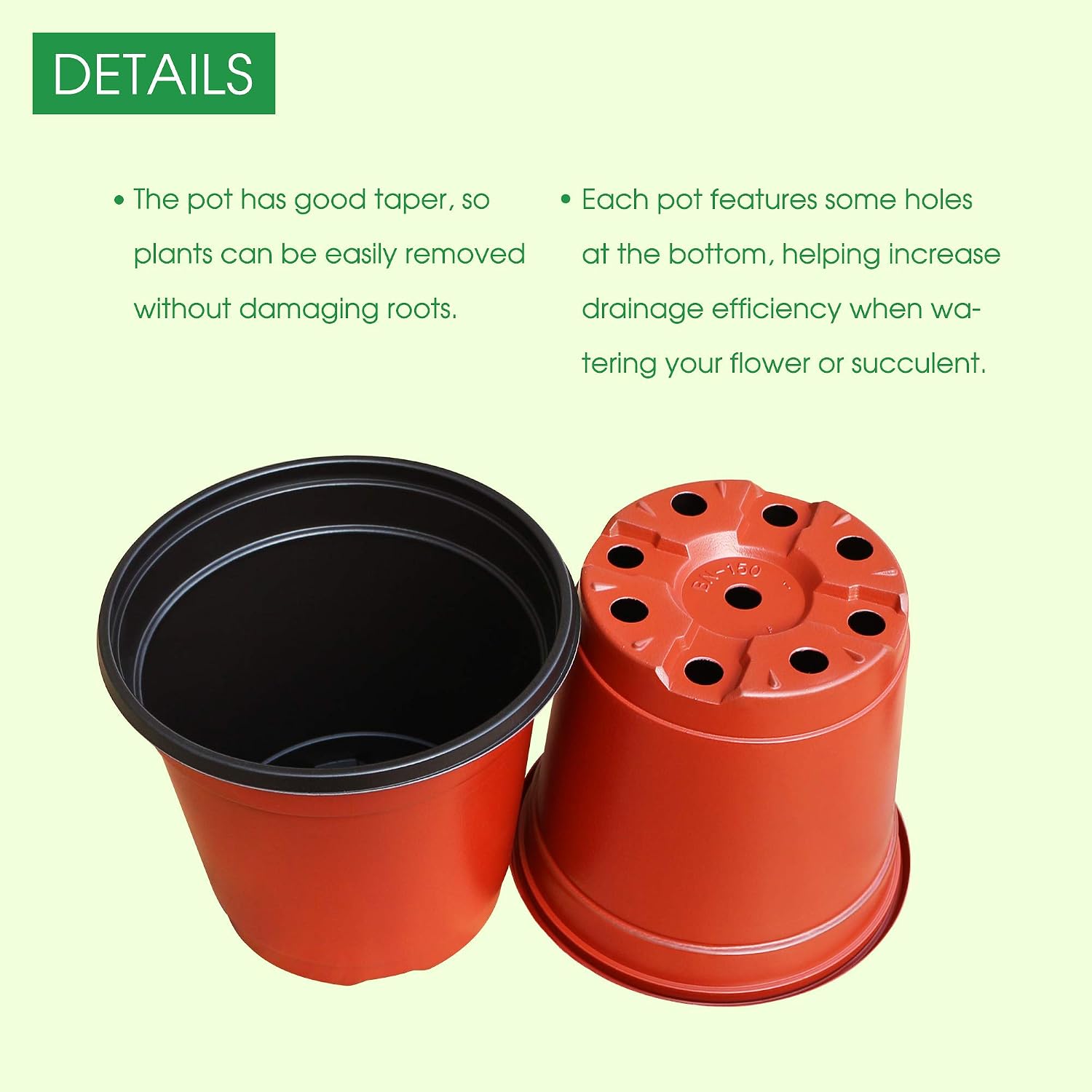 PHYEX 60-Pack 6" Heavy Duty Plants Nursery Pots, Flowers Container Seed Starter Pots for Succulents, Seedlings, Cuttings, Transplanting