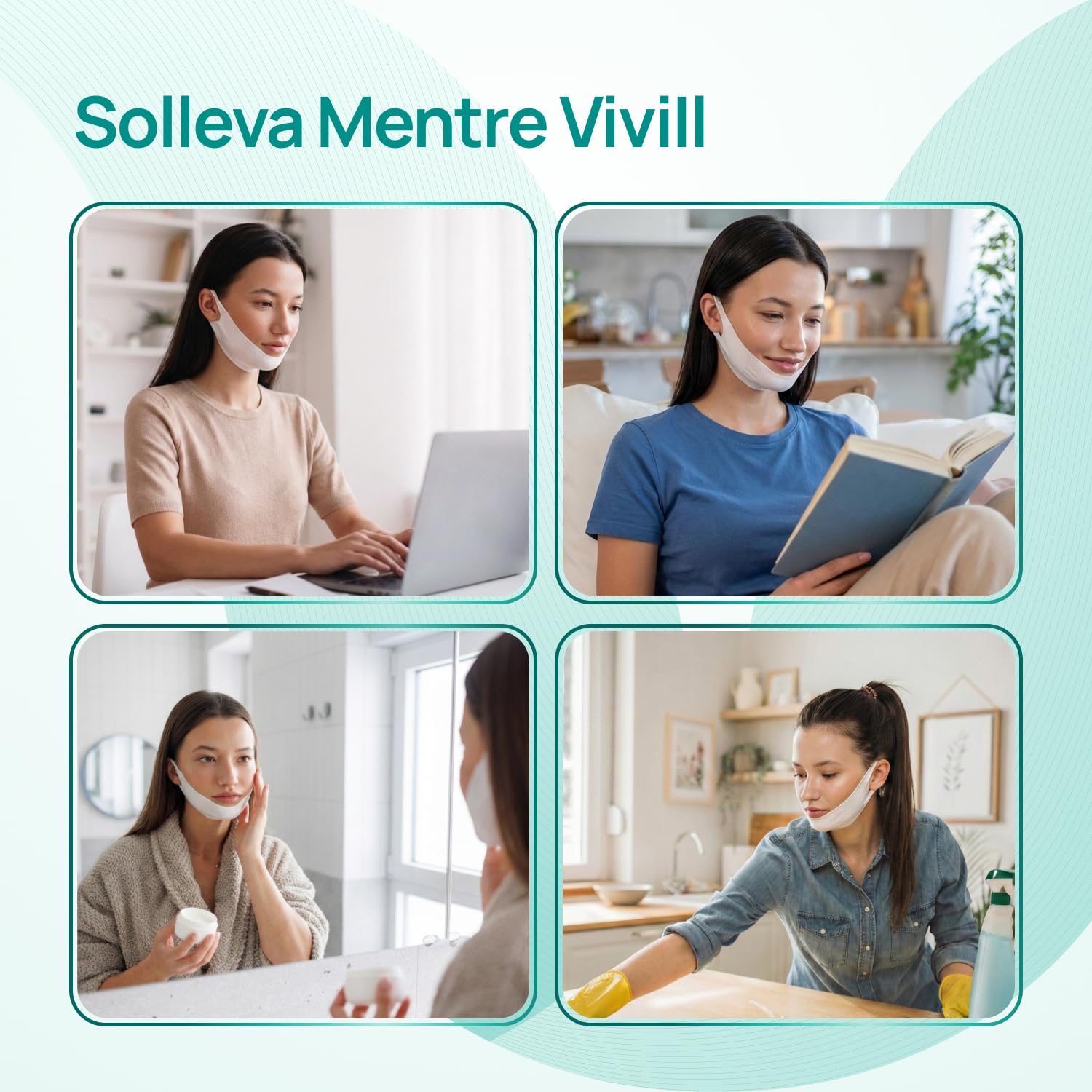 PLANTIFIQUE Doppio Mento Cintura Viso V-Line | Maschere Rassodanti per un Contorno Viso Scolpito e Tonico | Soluzione Naturale per un Aspetto Giovane e Fresco | 20 Maschere